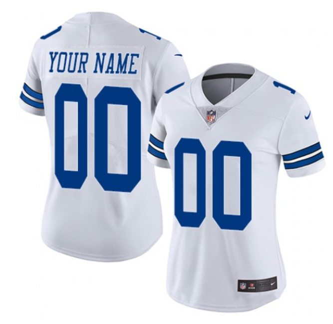 Women's White Dallas Cowboys Customized Vapor Untouchable Stitched Jersey(Run Small）
